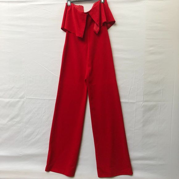 Lulus Gorgeous Deep V Red Jumpsuit Wide Leg L - Picture 5 of 12